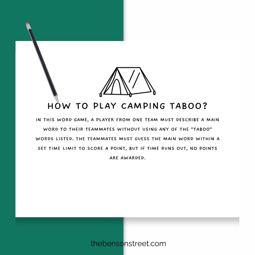 Image of how to play camping taboo game.