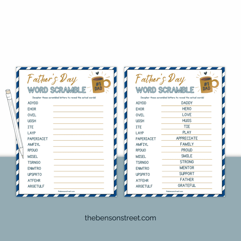 FREE Printable Father’s Day Word Scramble Puzzle
