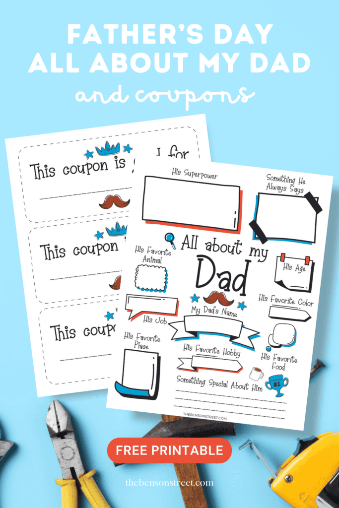 FREE All About my Dad Printable Activity for Father's Day - The Benson ...