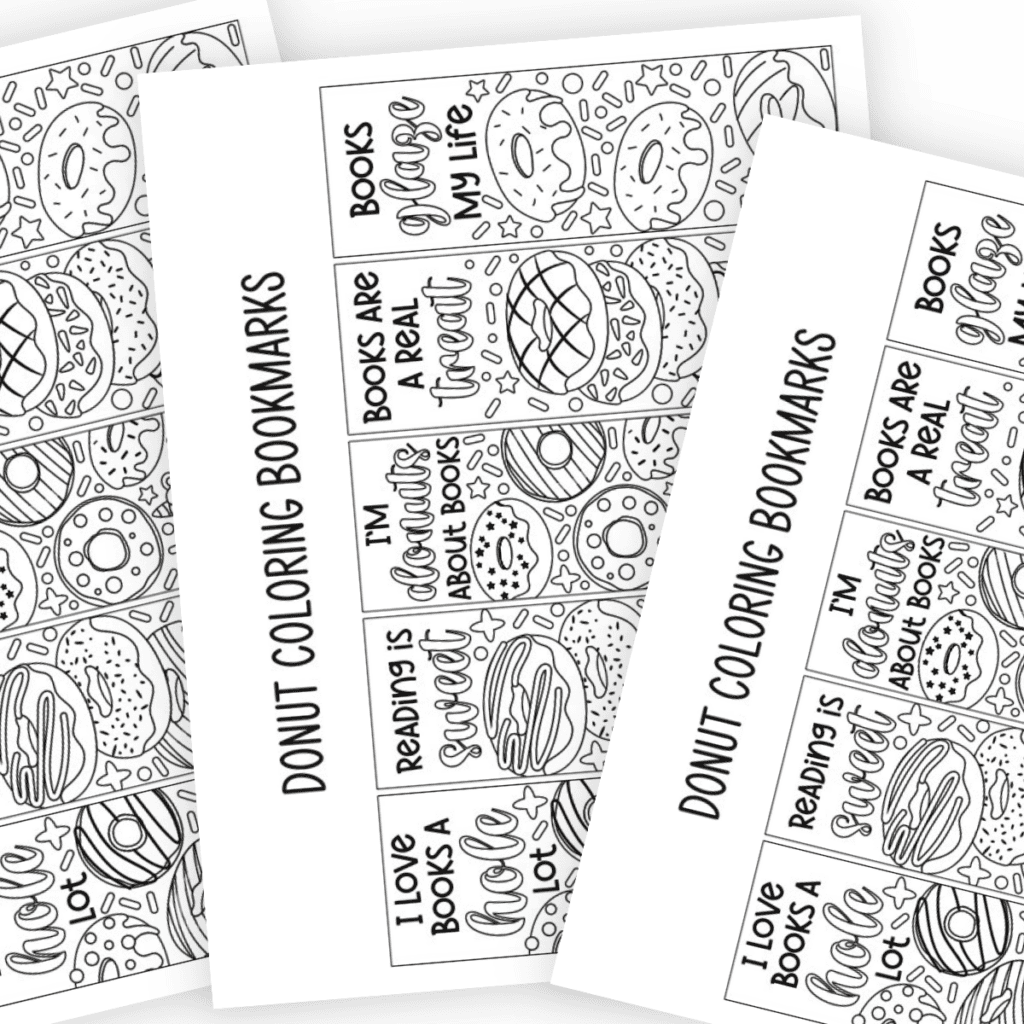 A collection of donut-shaped bookmarks, each featuring different patterns and designs like polka dots, stripes, and swirls, waiting to be colored in by creative hands.