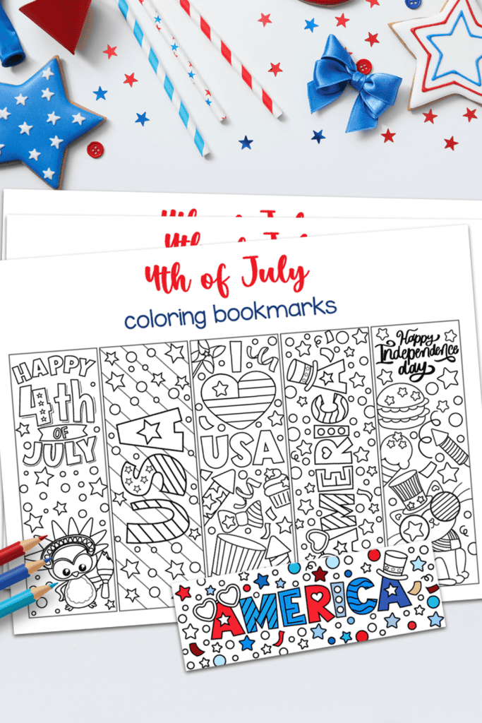 Free Printable Coloring 4th of July Bookmarks - The Benson Street