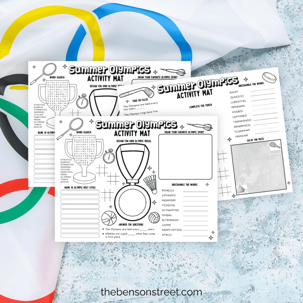 A stack of free printable activity mats