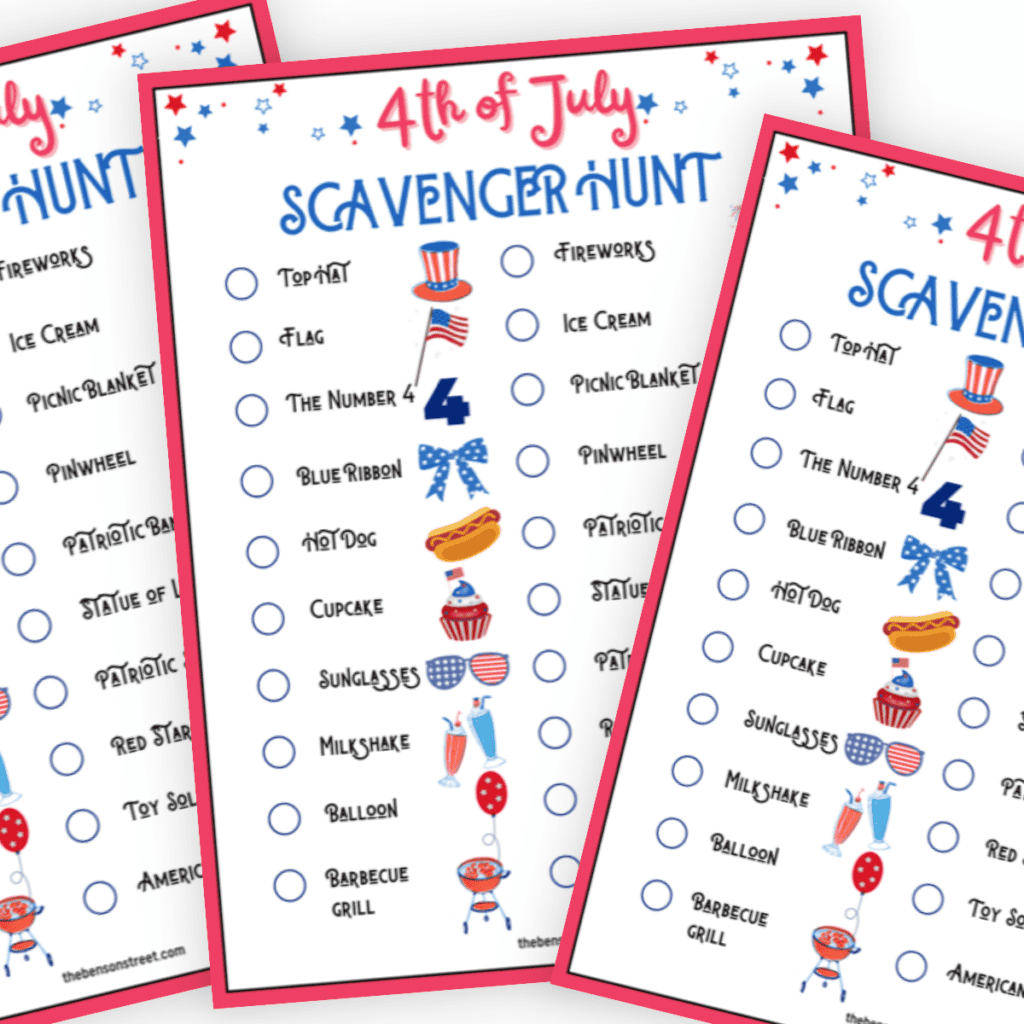 A close-up of a completed section of the scavenger hunt sheet, with checkboxes or circles filled in to indicate found items.