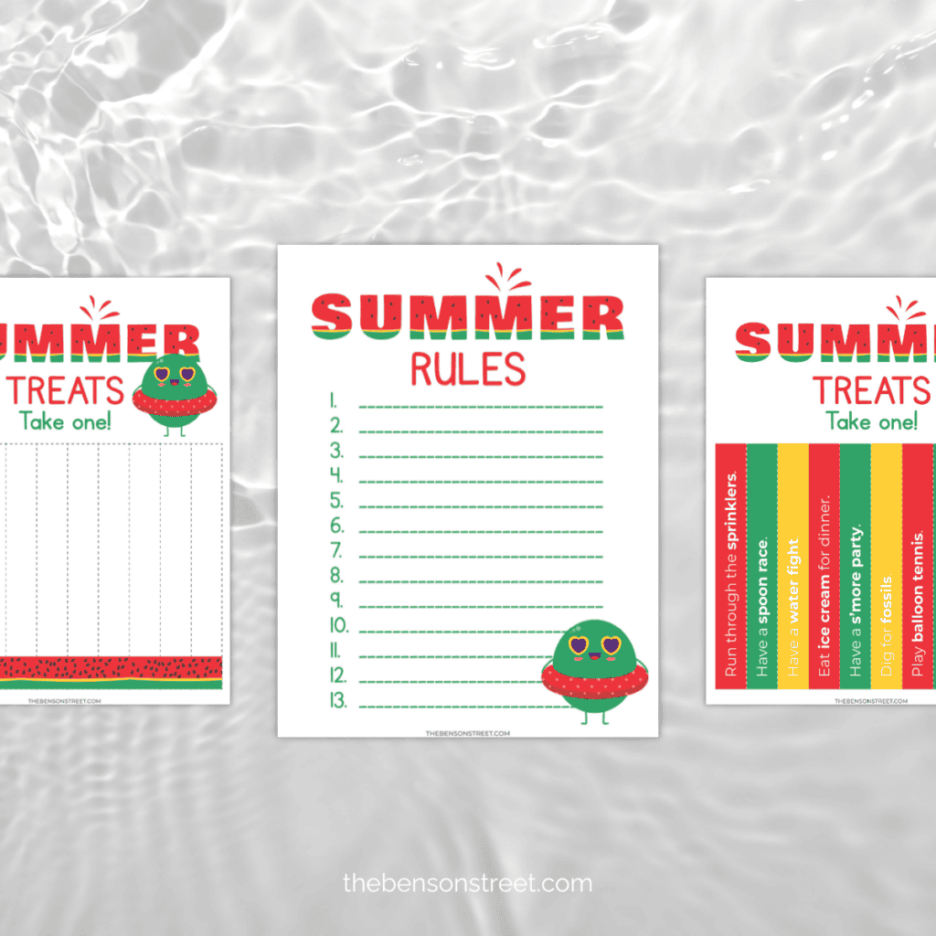Free printable summer rules and sumer treats pages