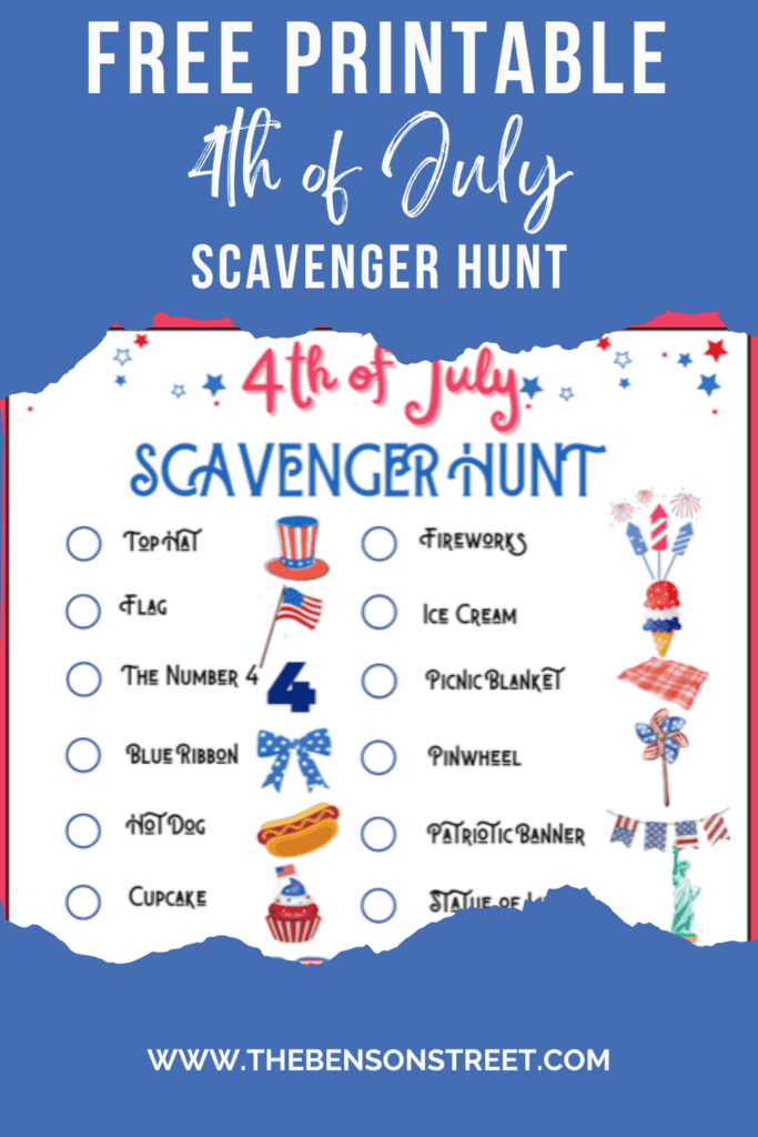 FREE Printable 4th of July Scavenger Hunt Activity - The Benson Street