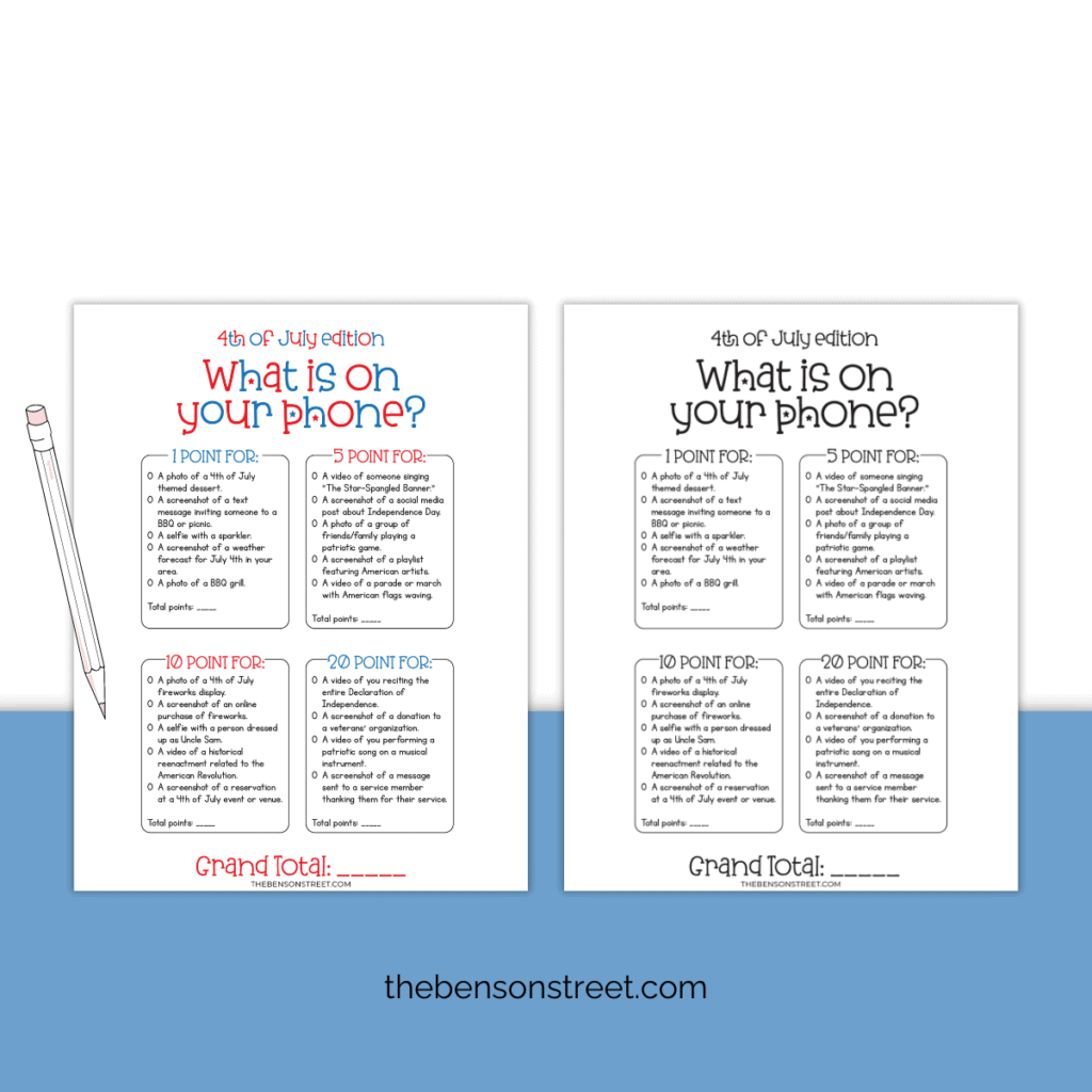 Color and Black and White what is on your phone printable game with a pencil on top.