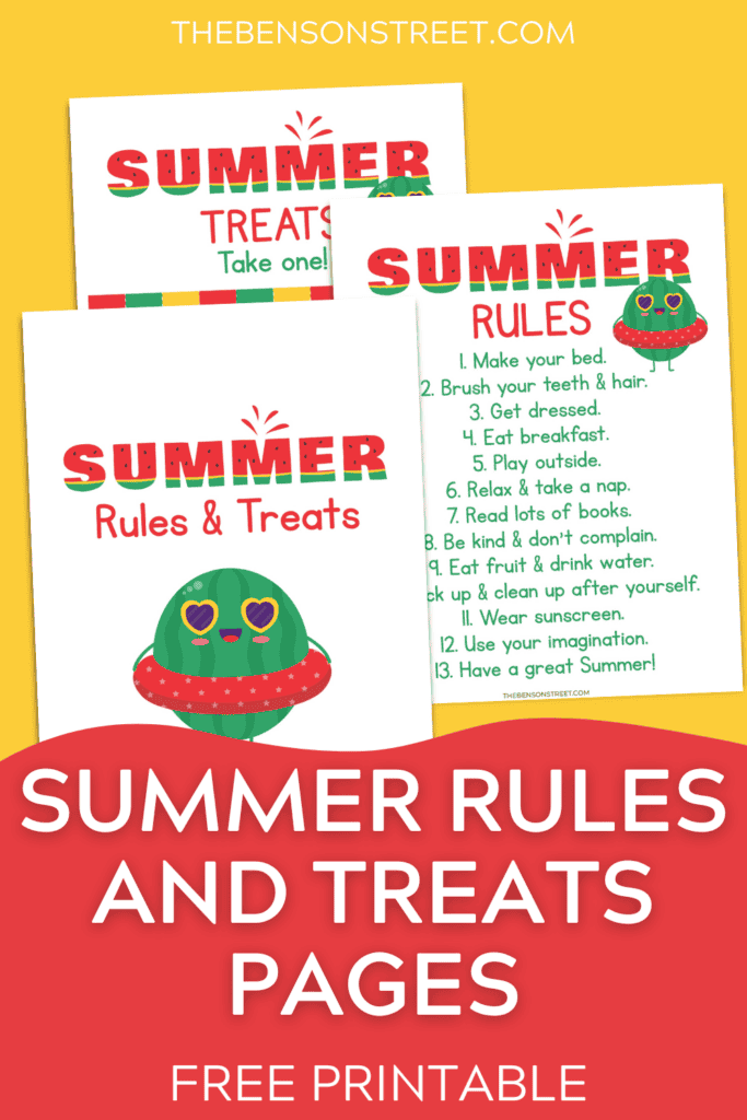 Free set of summer rules and treats printable.
