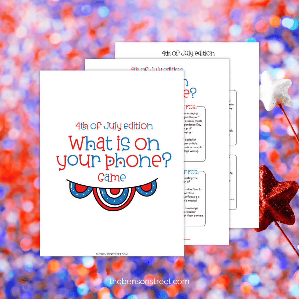 Free printable what is on your phone fourth of july sheets