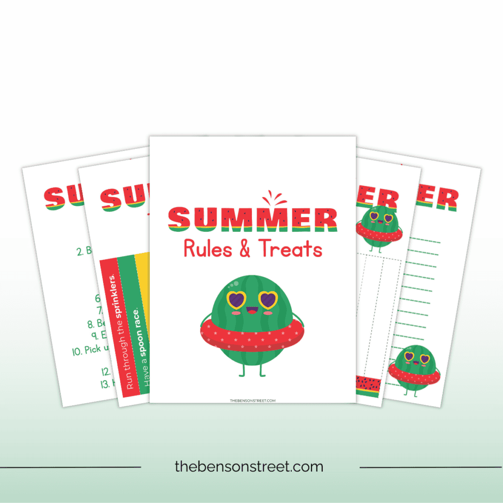 A stack of printables for a summer rules and treats bundle