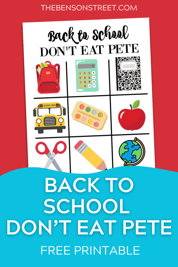 Back to School Don't Eat Pete Free Printable Game Board