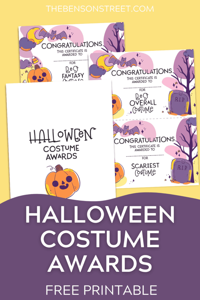 Eight different free printable halloween costume awards
