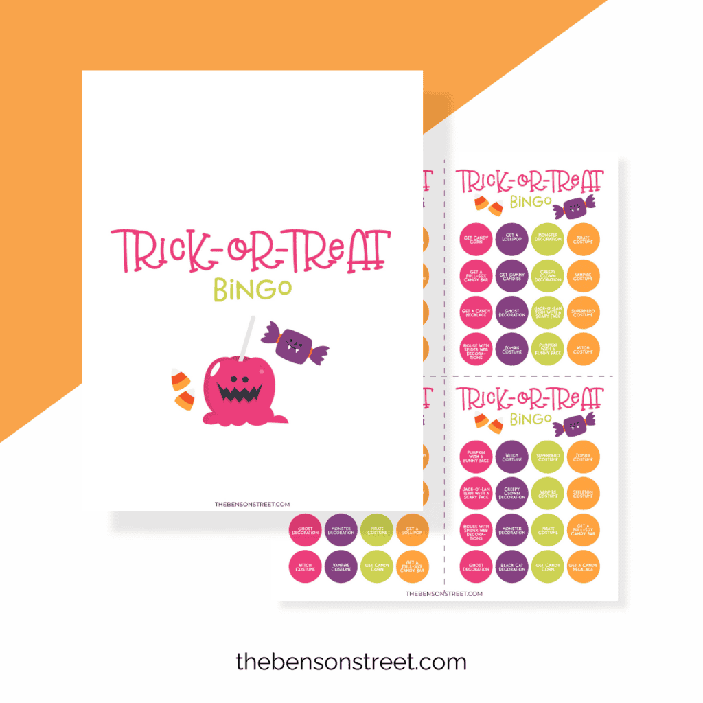 On the go trick-or-treat bingo cards for Halloween.