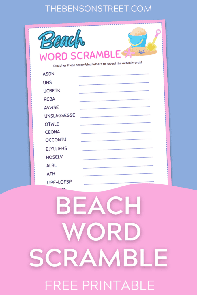 FREE Printable Beach Word Scramble