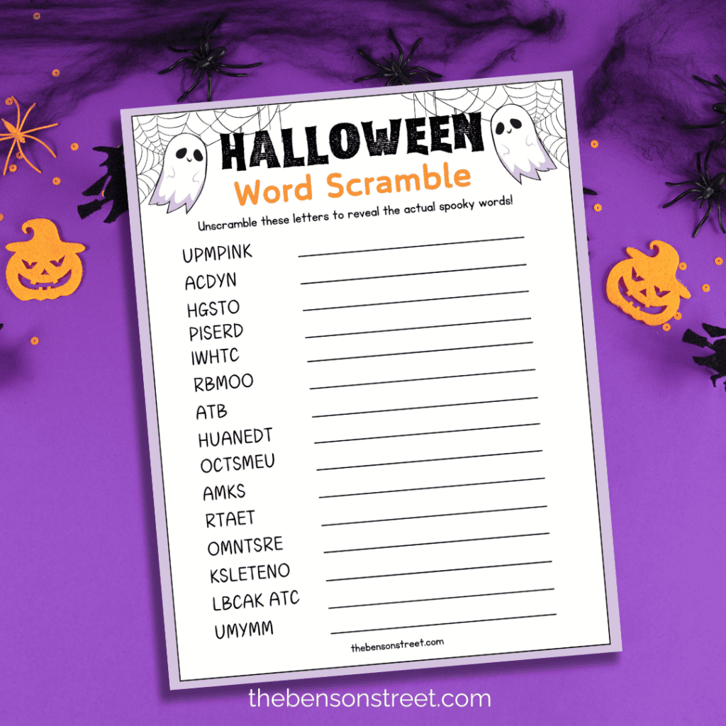 Fun halloween word game, a free printable Halloween word search.