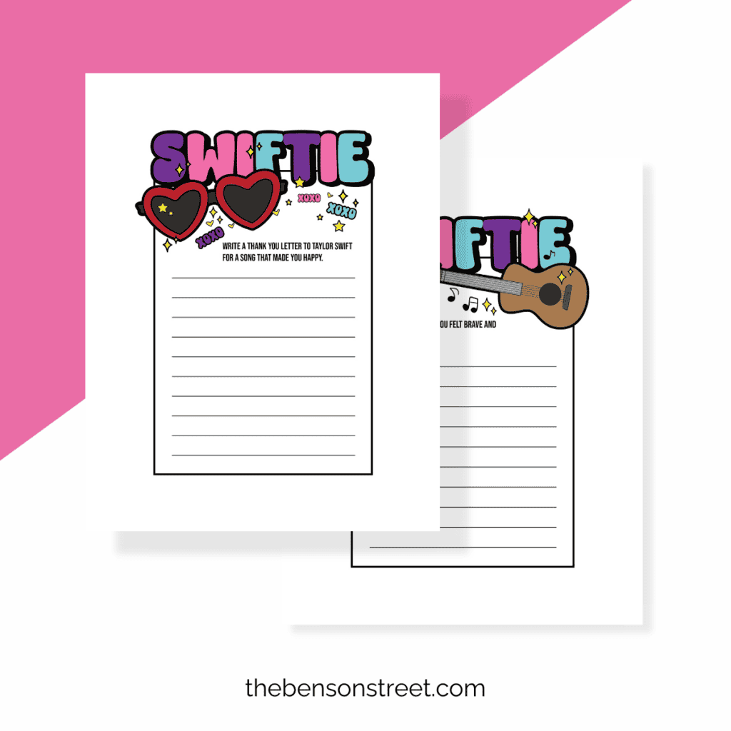 Two Taylor Swift Writing Prompts stacked on top of each other.