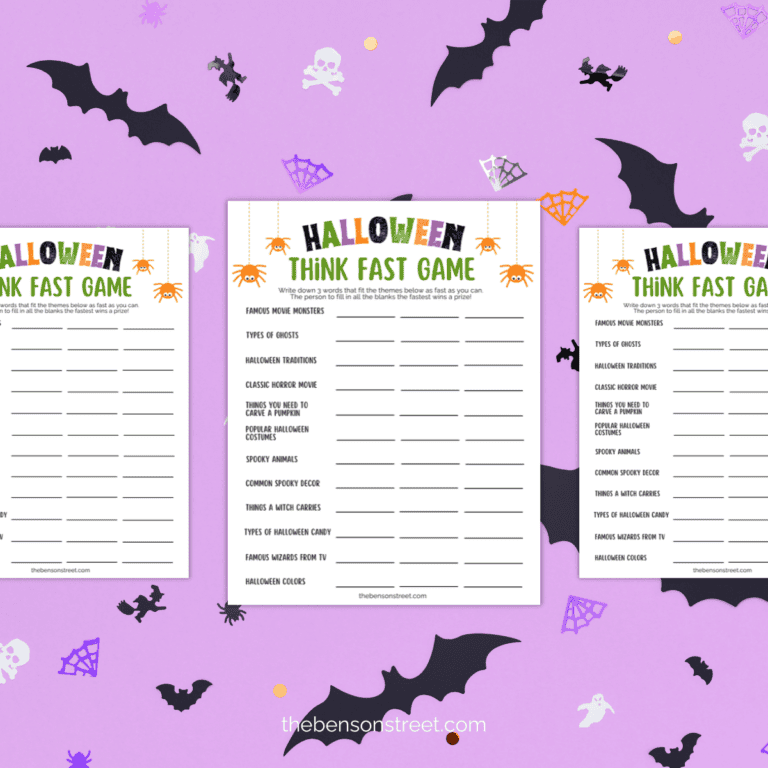 Fun Halloween Think Fast Game: Free Printable