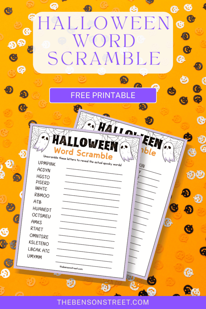 Halloween Word Scramble Game free printable