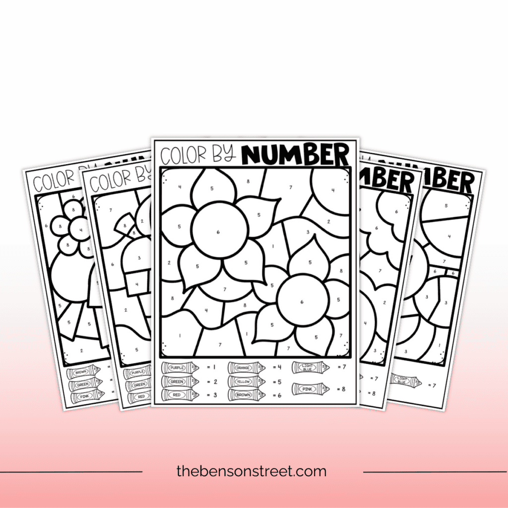 a mock up of different fall color by number worksheets