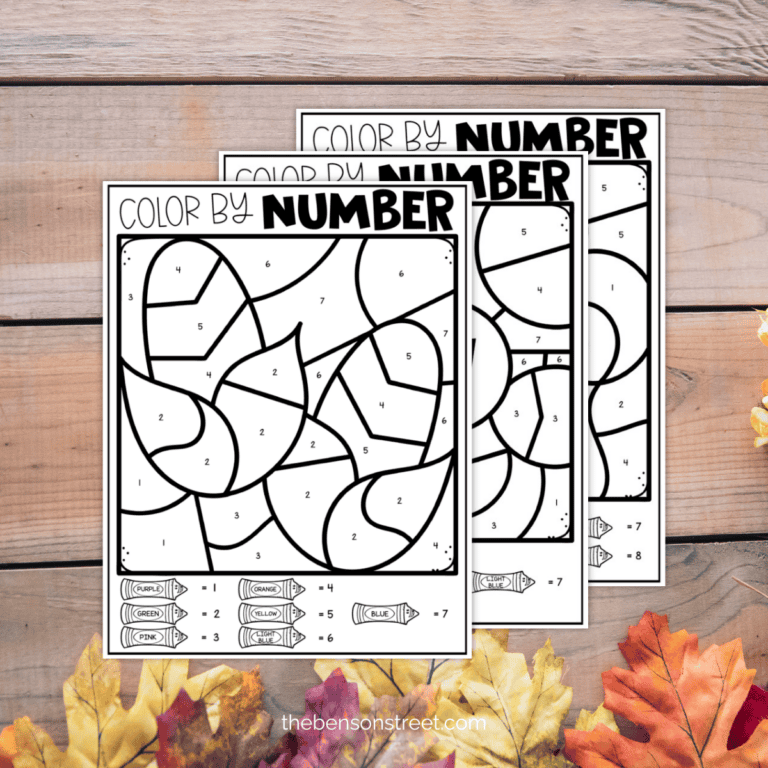 Free Printable Color by Number Fall Worksheets