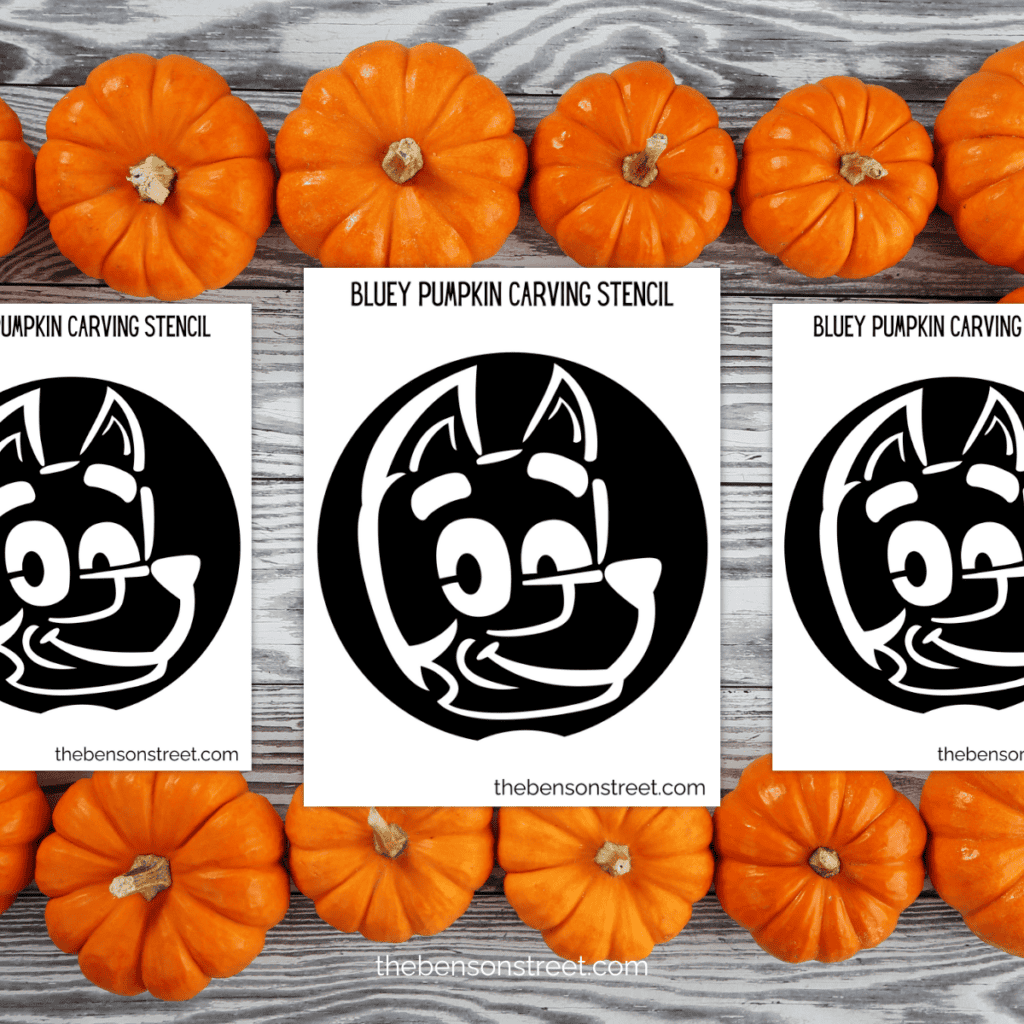 Free Bluey Pumpkin Stencil Printable: Carving Template - The Benson Street