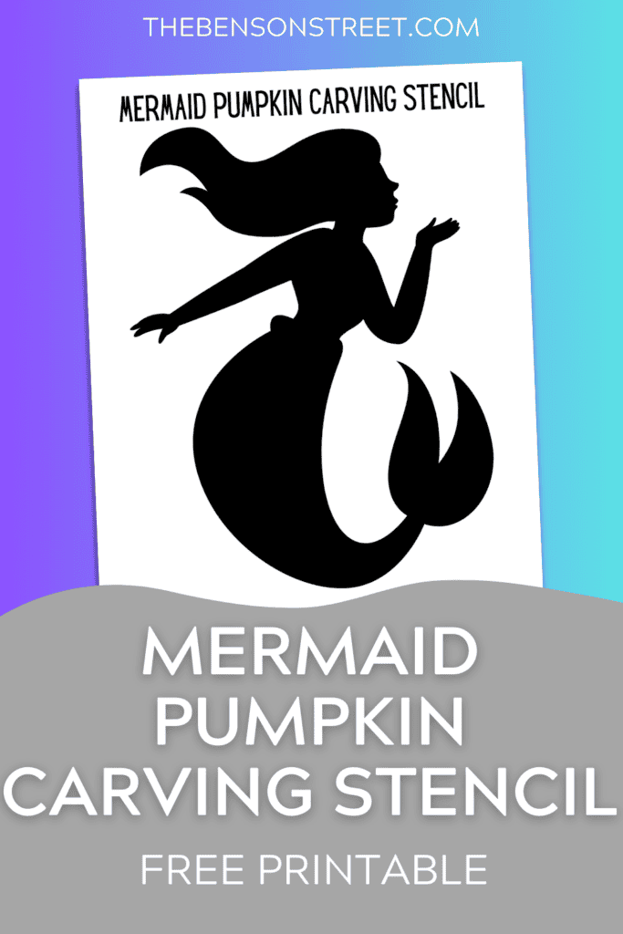 Free Printable Mermaid Pumpkin Carving Stencil for Halloween