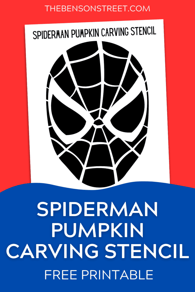 Free Printable Spiderman Face Pumpkin Carving Stencil for Halloween