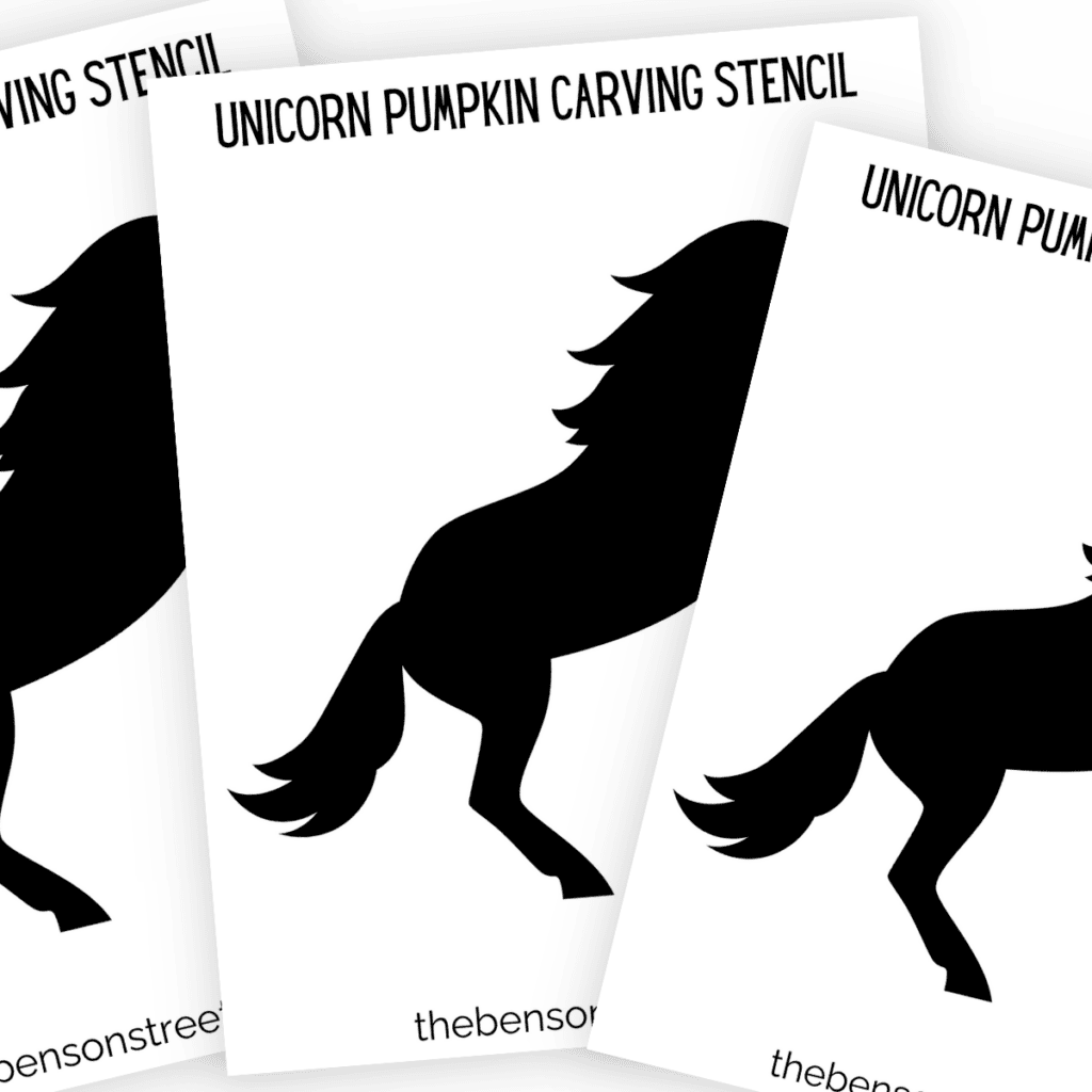 Unicorn pumpkin carving template with elegant and whimsical details.