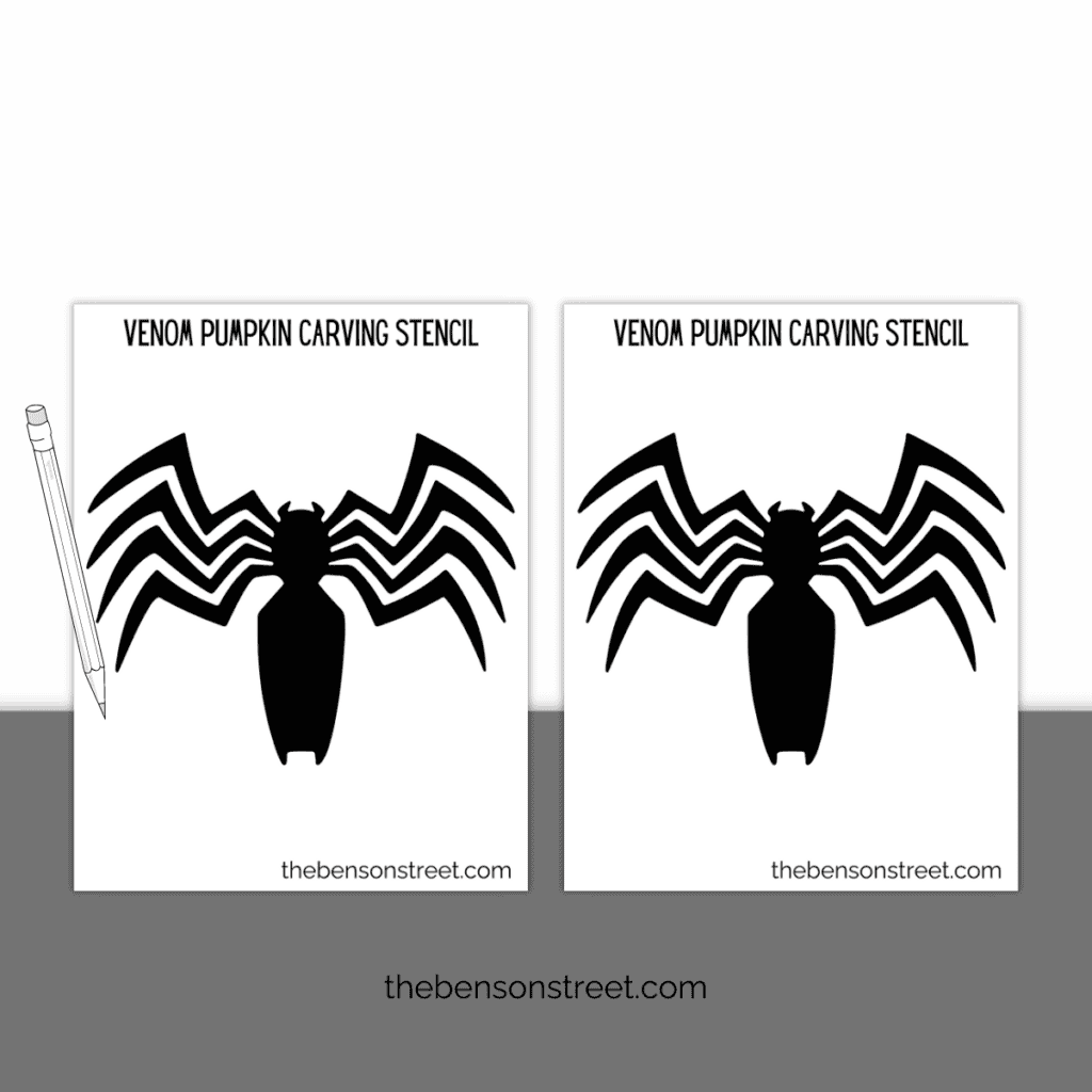 Printable Venom stencil with bold lines, perfect for creating a striking pumpkin carving of the iconic Marvel character.