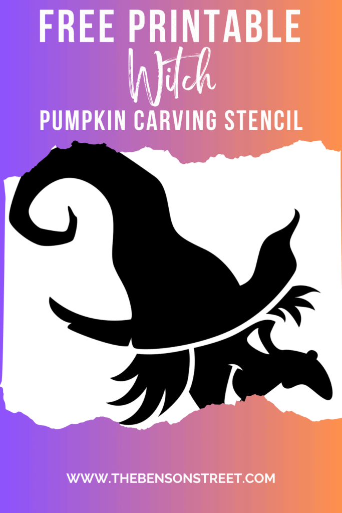 Free Printable Witch Pumpkin Carving Stencil template