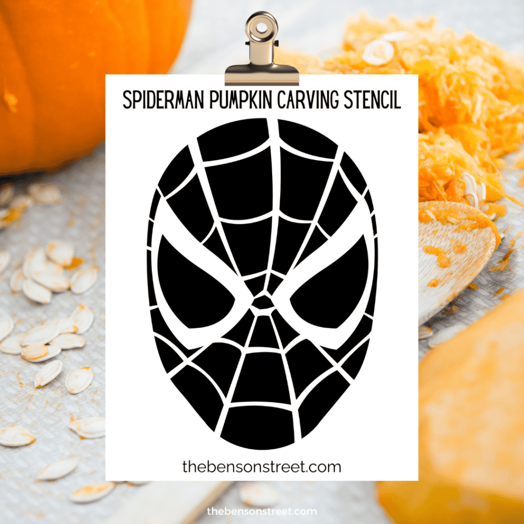 Pumpkin stencil for carving a spiderman pumpkin carving.