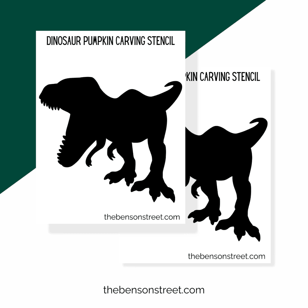 Minimalist T-Rex silhouette stencil, highlighting the dinosaur’s iconic profile, designed for easy pumpkin carving.