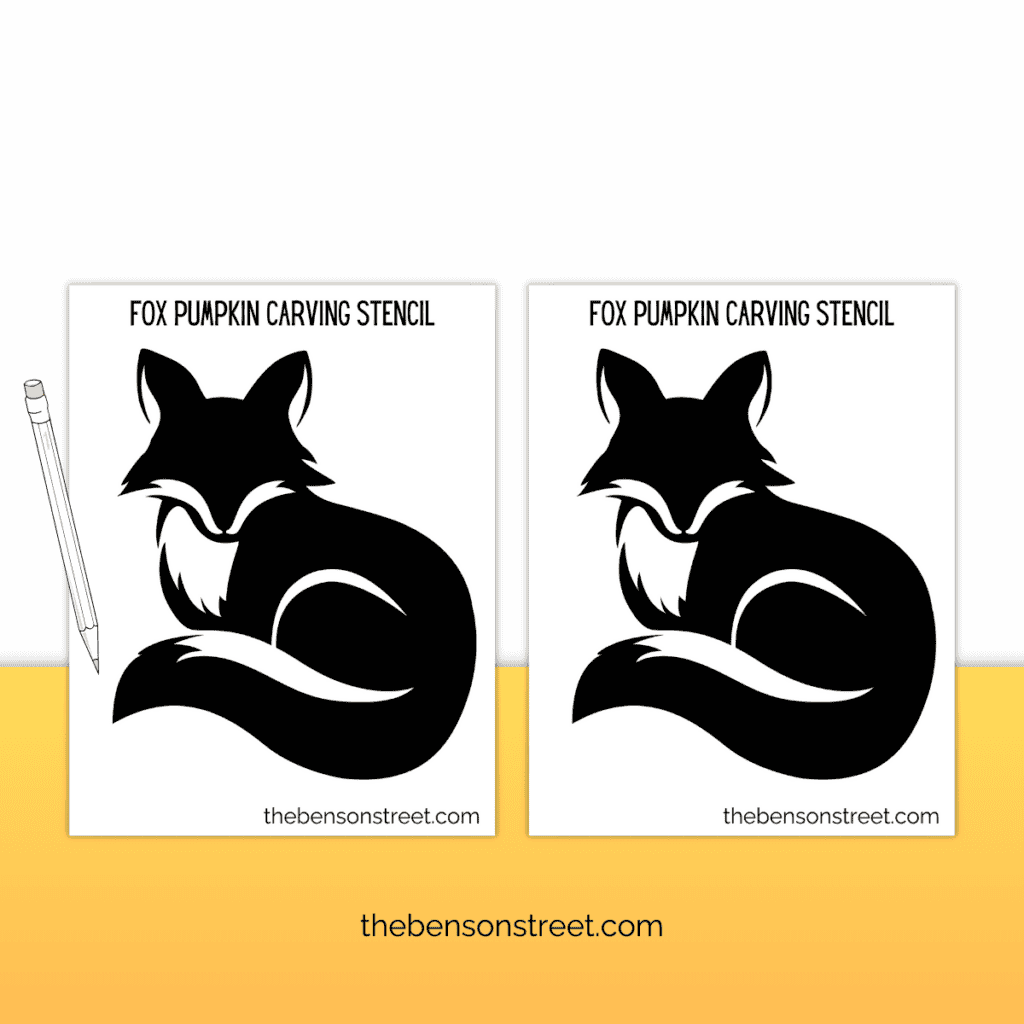 Woodland-themed fox pumpkin stencil showing a fox in mid-stride, capturing its graceful movement and natural beauty.