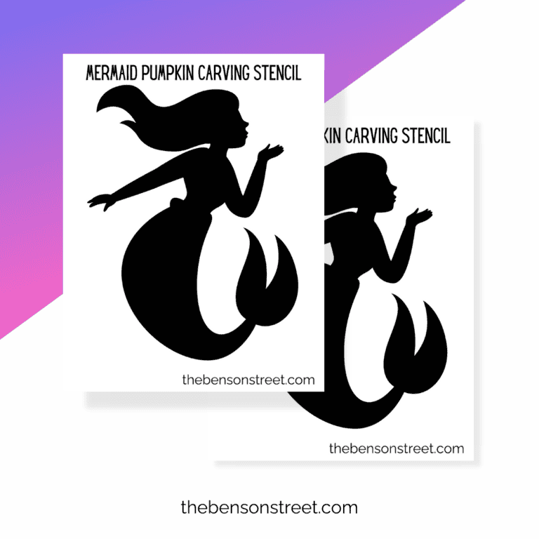 Free Printable Mermaid Pumpkin Stencil: Carving Template