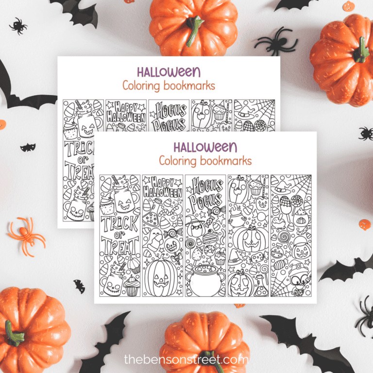 Cute Free Printable Halloween Bookmarks to Color