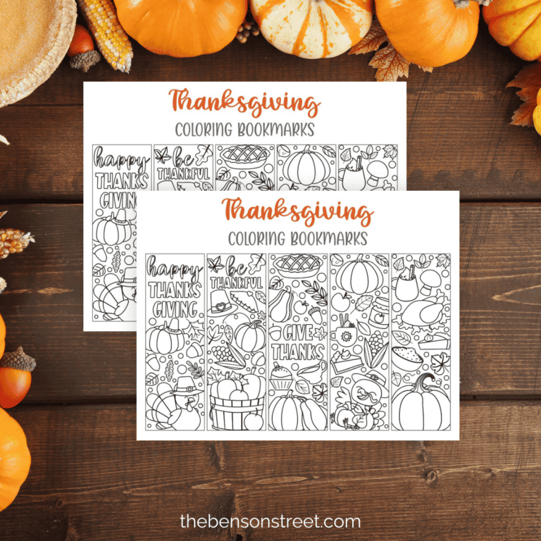 FREE Thanksgiving Bookmarks Printable to Color
