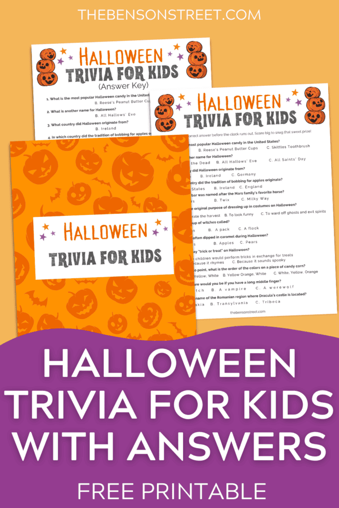 Halloween Trivia Game Printable for Kids with Answer Key