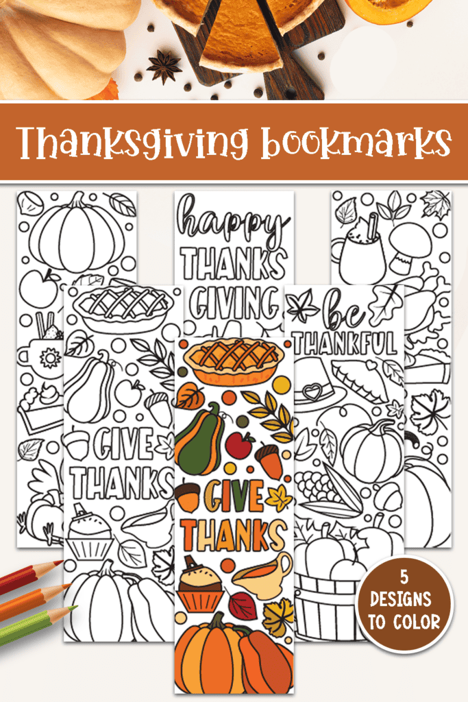 Mockup of free printable thanksgiving bookmarks