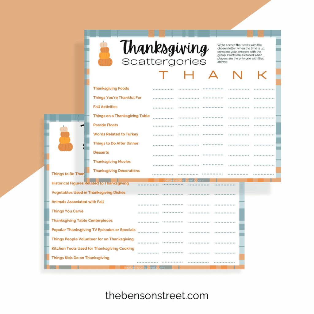 5 Free Printable Thanksgiving Scattergories Printable Pages