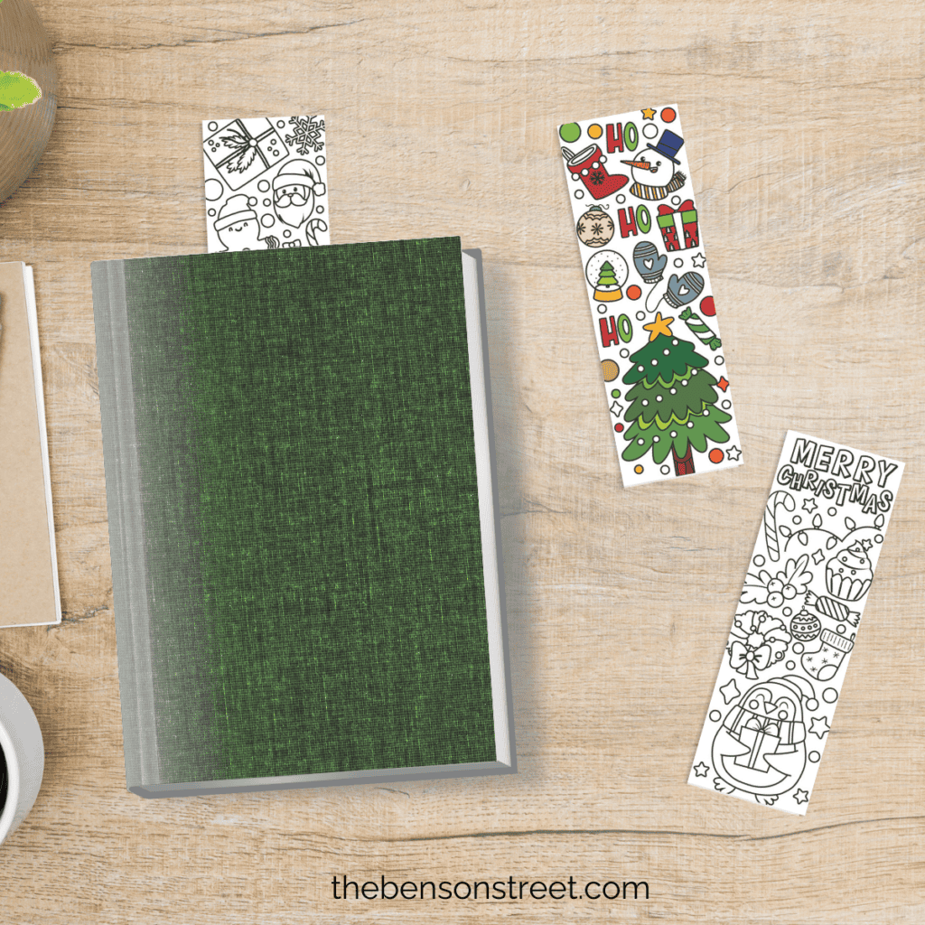 Color your very own Christmas Bookmarks with this Free Printable Coloring Bookmarks Set
