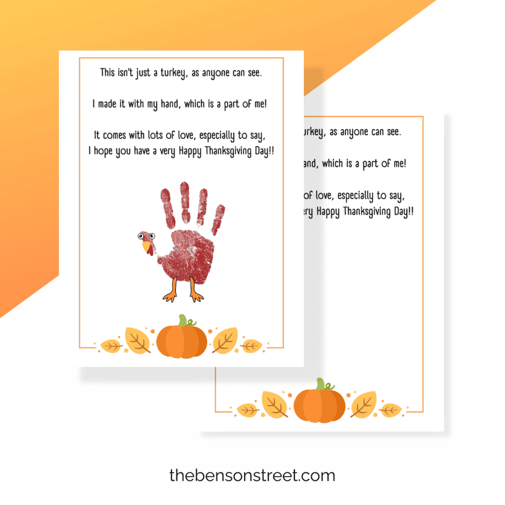 Cute Thanksgiving Turkey Handprint Poem Printable