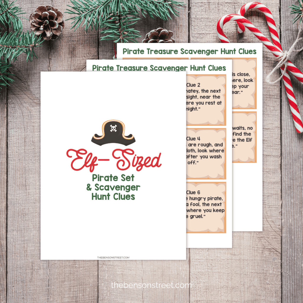 Elf on the Shelf Pirate Treasure Scavenger Hunt Clues