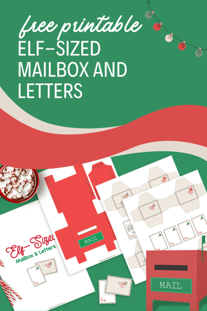 Free Printable Elf-Sized Mailbox with letters and envelopes