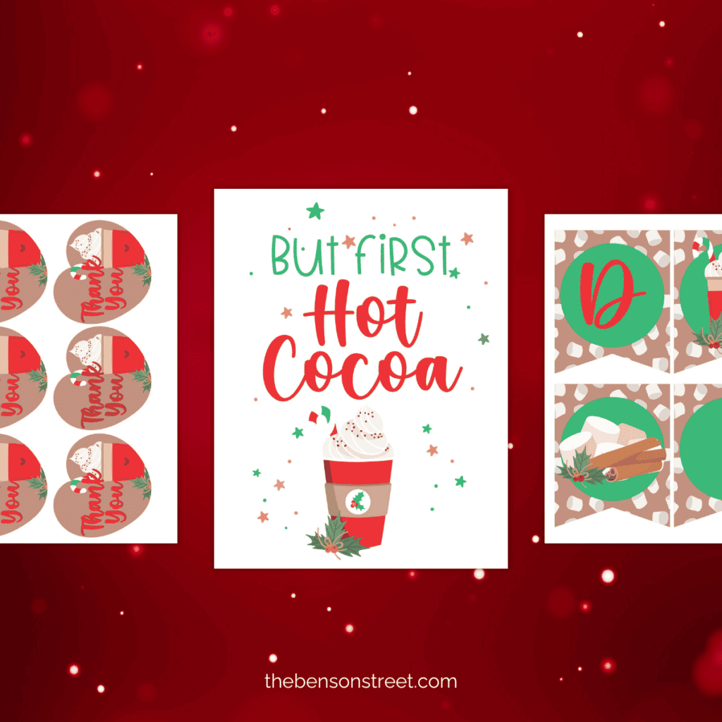 Free Printable Signs for a DIY Hot Cocoa Stand with a tags, signs, and a banner