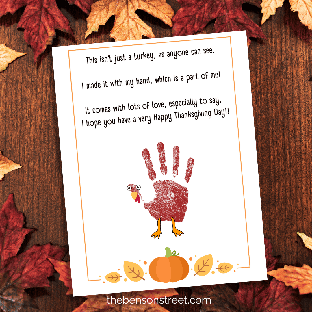 Free Printable Thanksgiving Turkey Handprint Poem Page