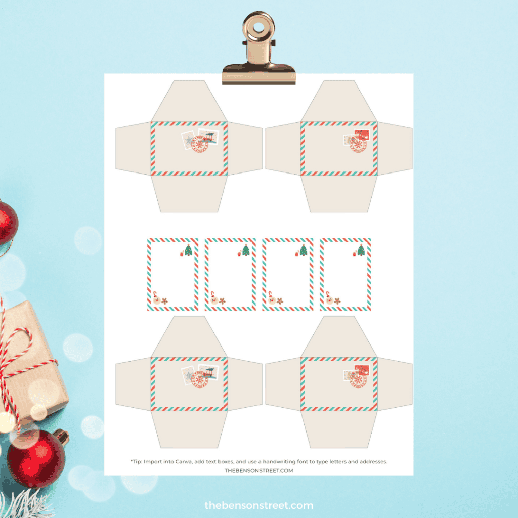 Free Printable elf sized letters and envelopes