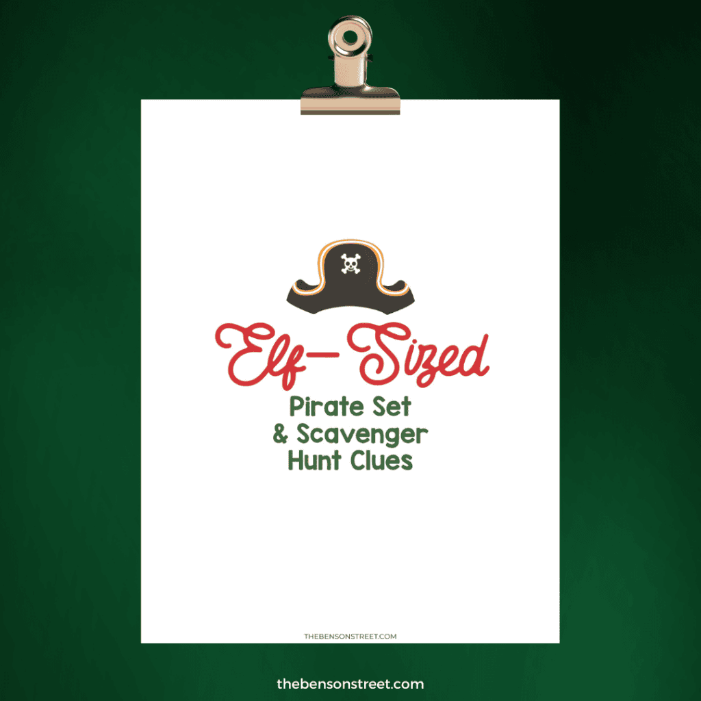 Free Printable elf sized pirate props and treasure scavenger hunt