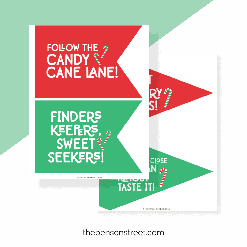 Free Printables Flags for a Candy Cane Hunt