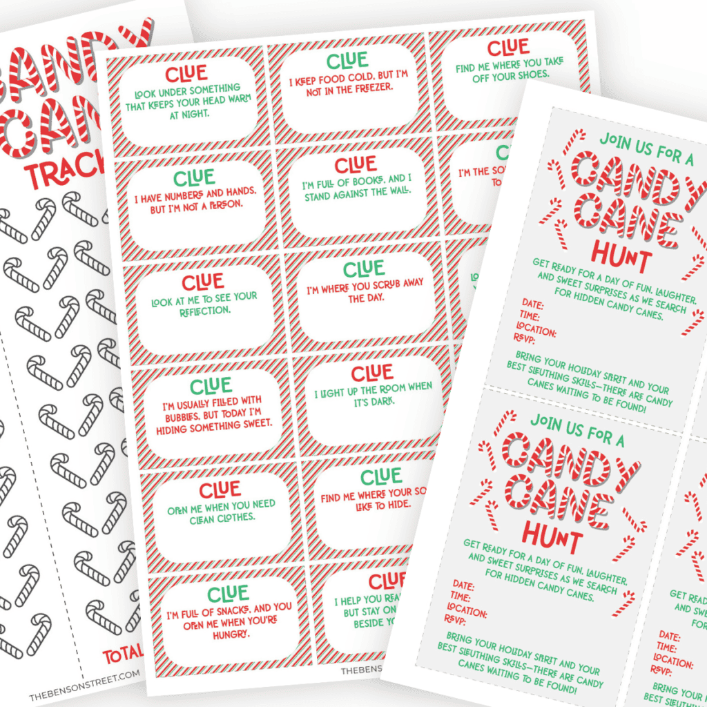 Free Printables for a Candy Cane Hunt