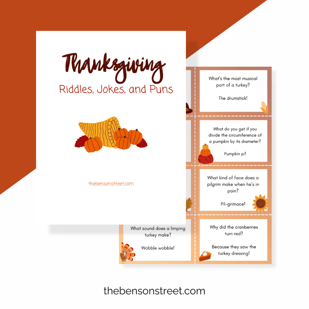 Free printable Thanksgiving Riddles Jokes and Puns Cards