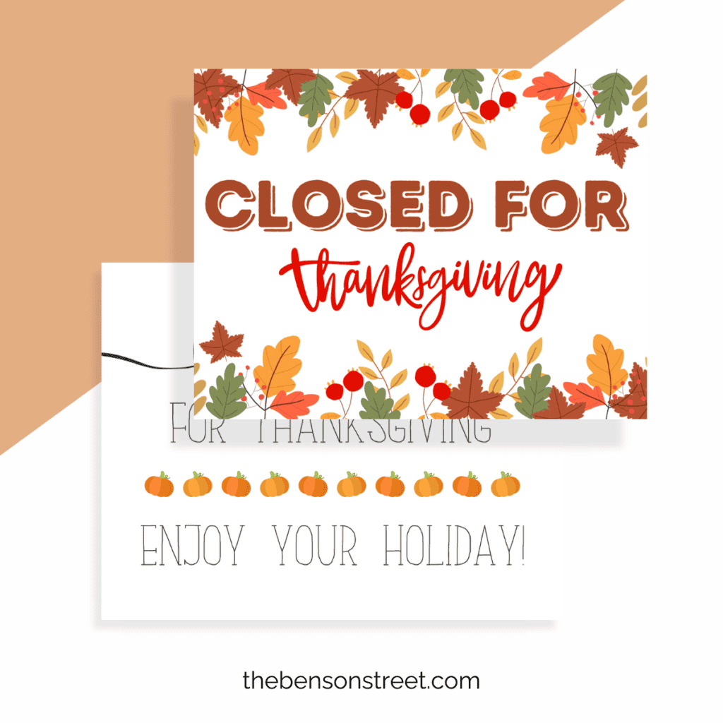 Free printable closed for thanksgiving signs